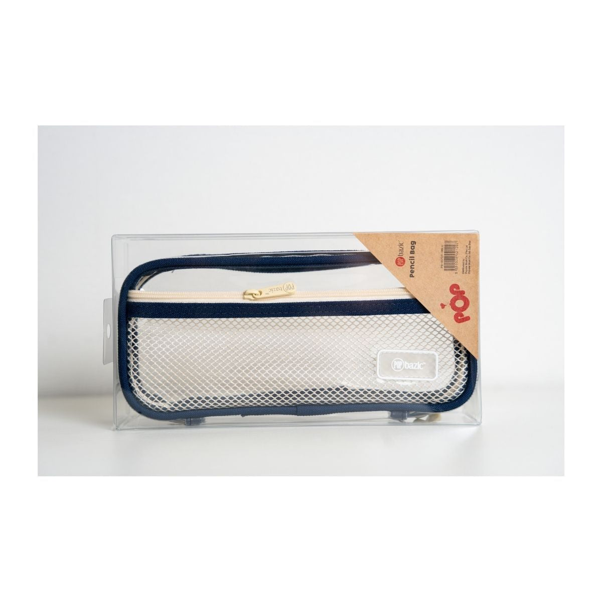 Pop Bazic Transparent Double Zip Pencil Bag (Dark Blue) - PB-817QT- Dark Blue