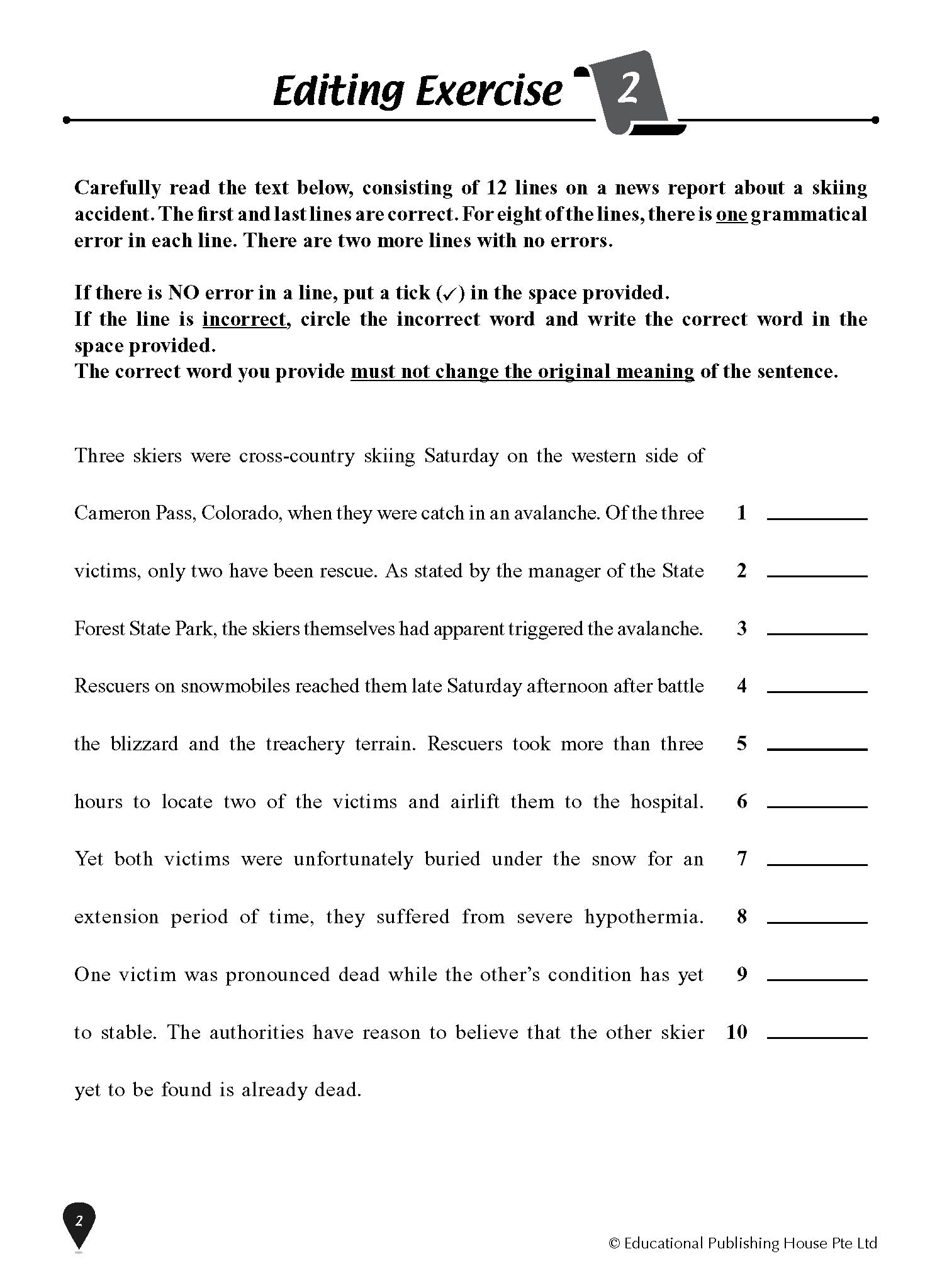 Upper Secondary Express Editing Exercises