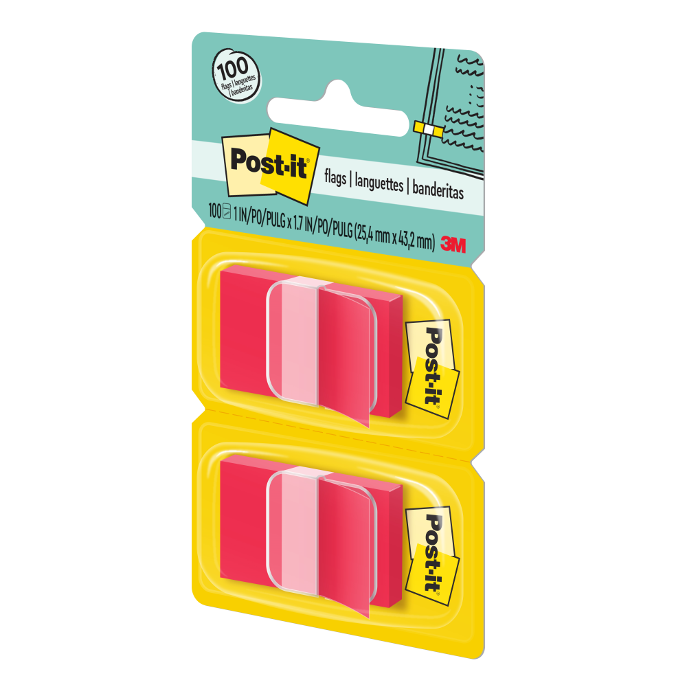 Post-it® 680-RD2 Red Flags Twin Pack, 1x1.7"
