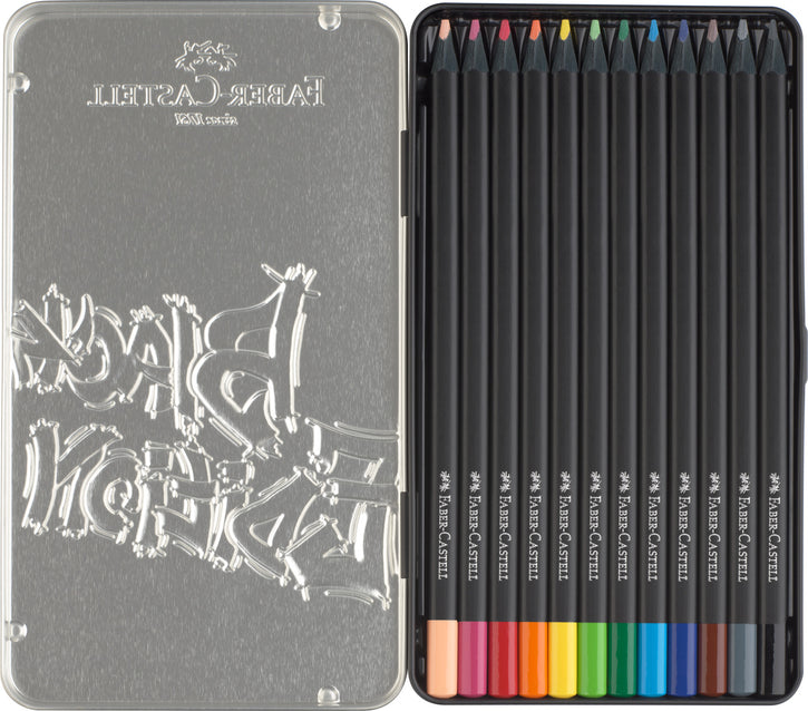 Faber-Castell Black Edition Colour Pencils, Tin of 12 - 116413