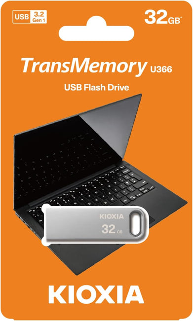 Kioxia LU366S032GG4 USB ThumbDrive U366 Slim Metal Flash Drive, USB 3.2, 32GB