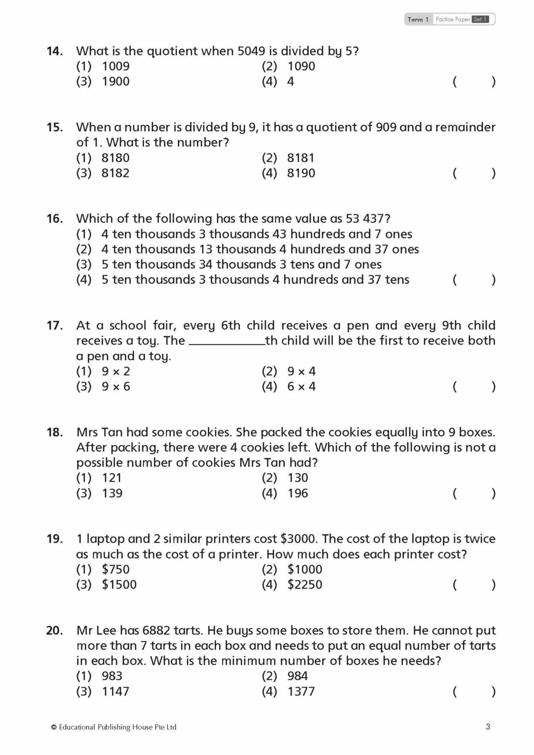 Primary 4 Top Mathematics Practice Papers (3rd Edition)