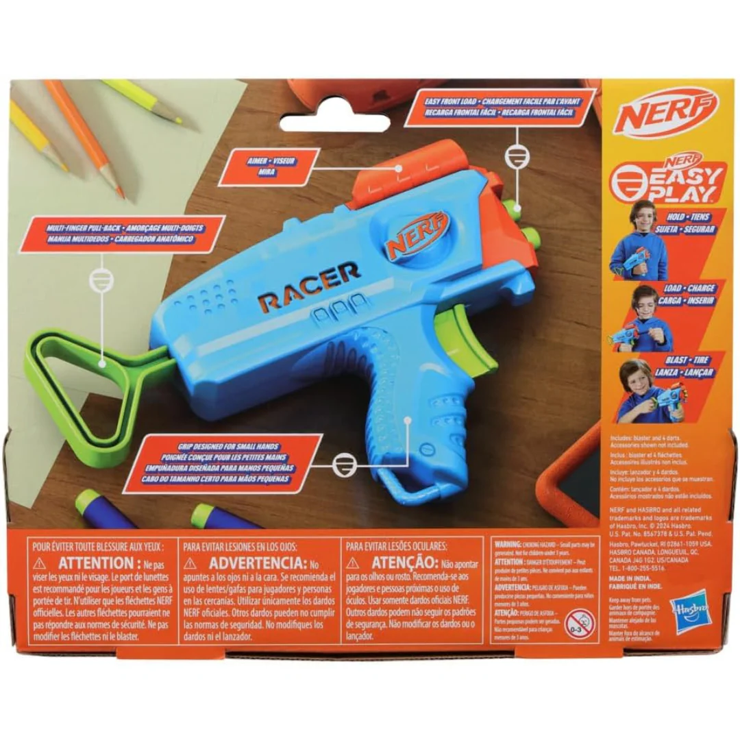 HASBRO NERF ELITE JR RACER EASY PLAY DART BLASTER
