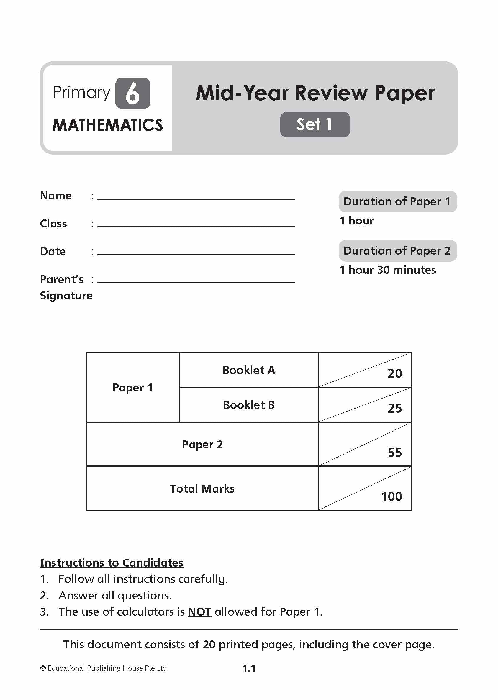 Primary 6 Maths Mid-Year Review Papers