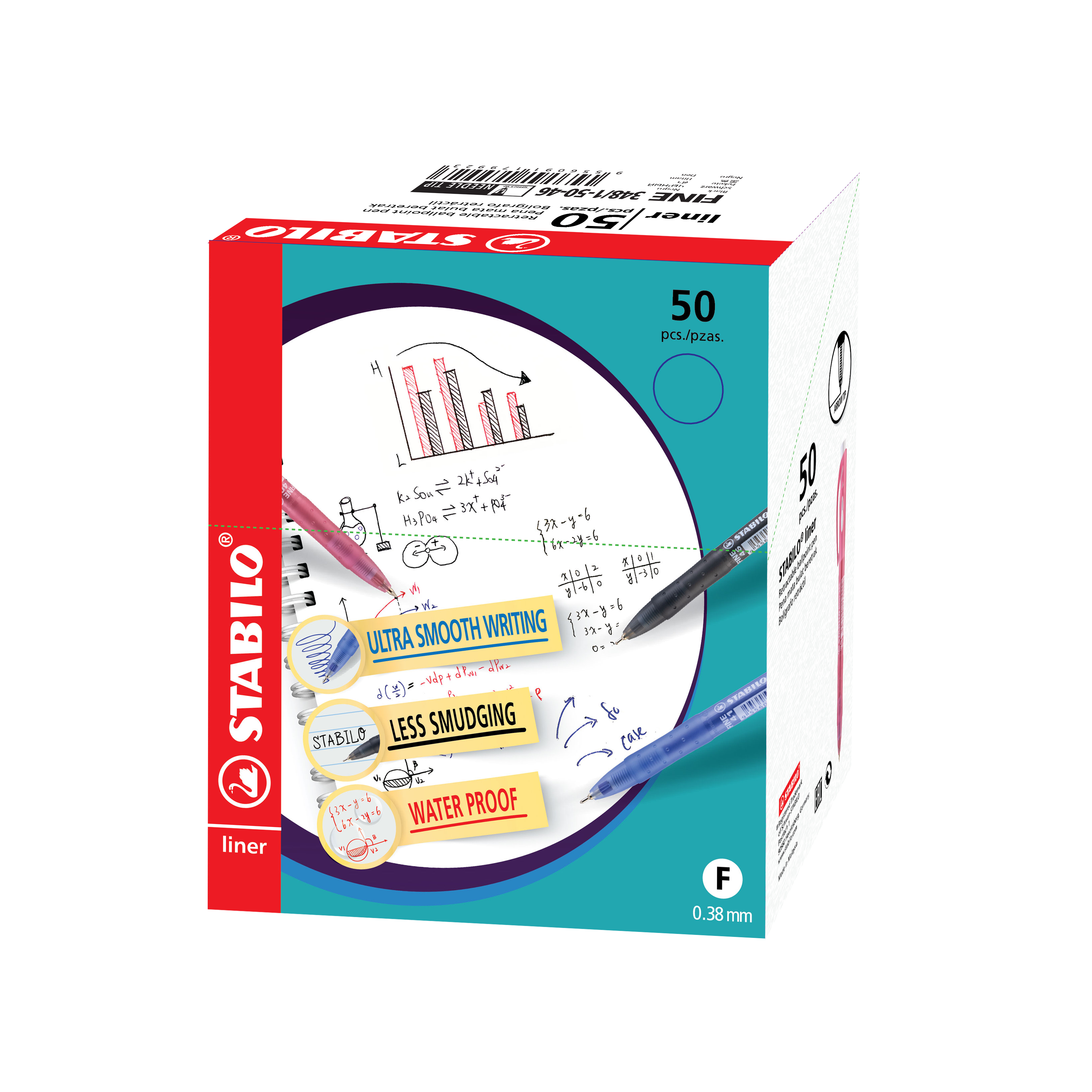 STABILO 348 Liner Retractable Ballpoint Pen 50‘s