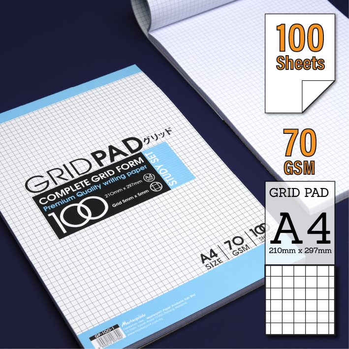 Masterprint Grid Pad A4 70 Gsm 100's