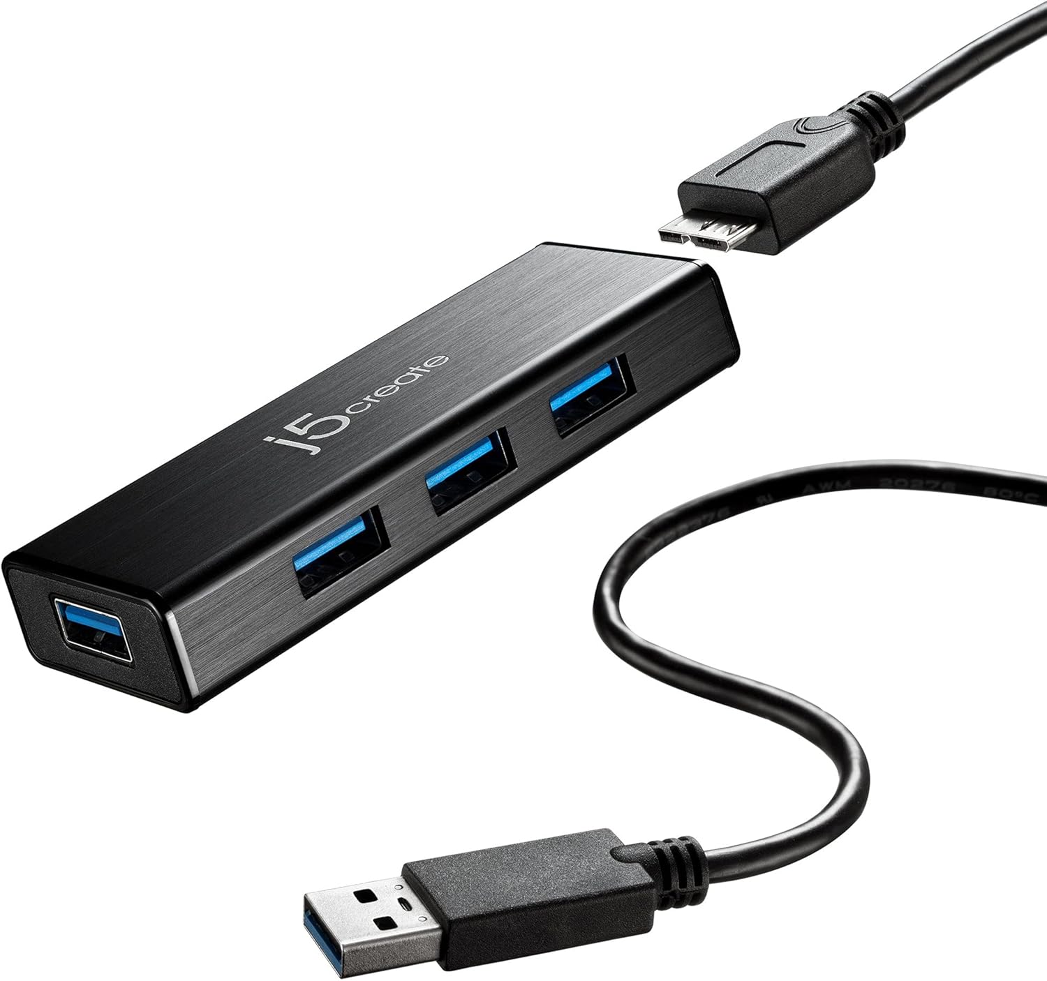 j5Create JUH340 USB 3.0 4-Port Hub with AC Power Adapter