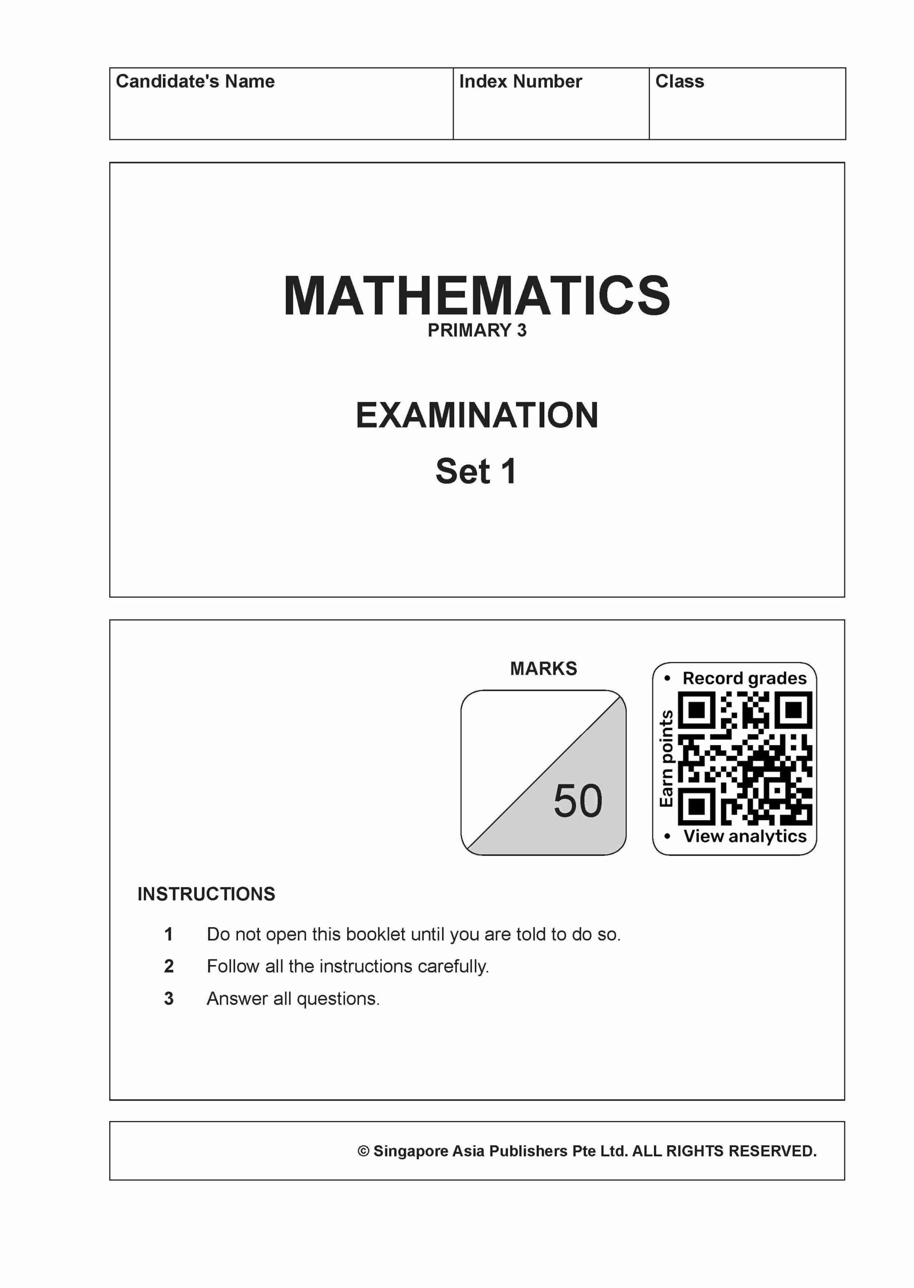 Conquer Mathematics Primary 3 Simulated Examination Papers