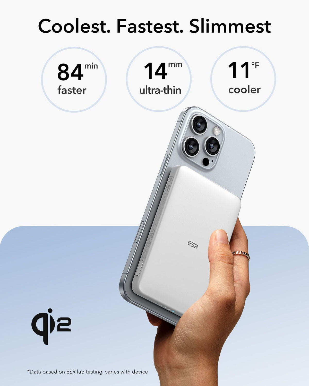 ESR Qi2 MagSlim 5000 mAh Magnetic Power Bank - White