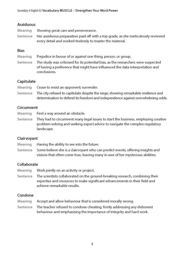 Secondary 4 English G3 Vocabulary MUSCLE – Strengthen Your Word Power