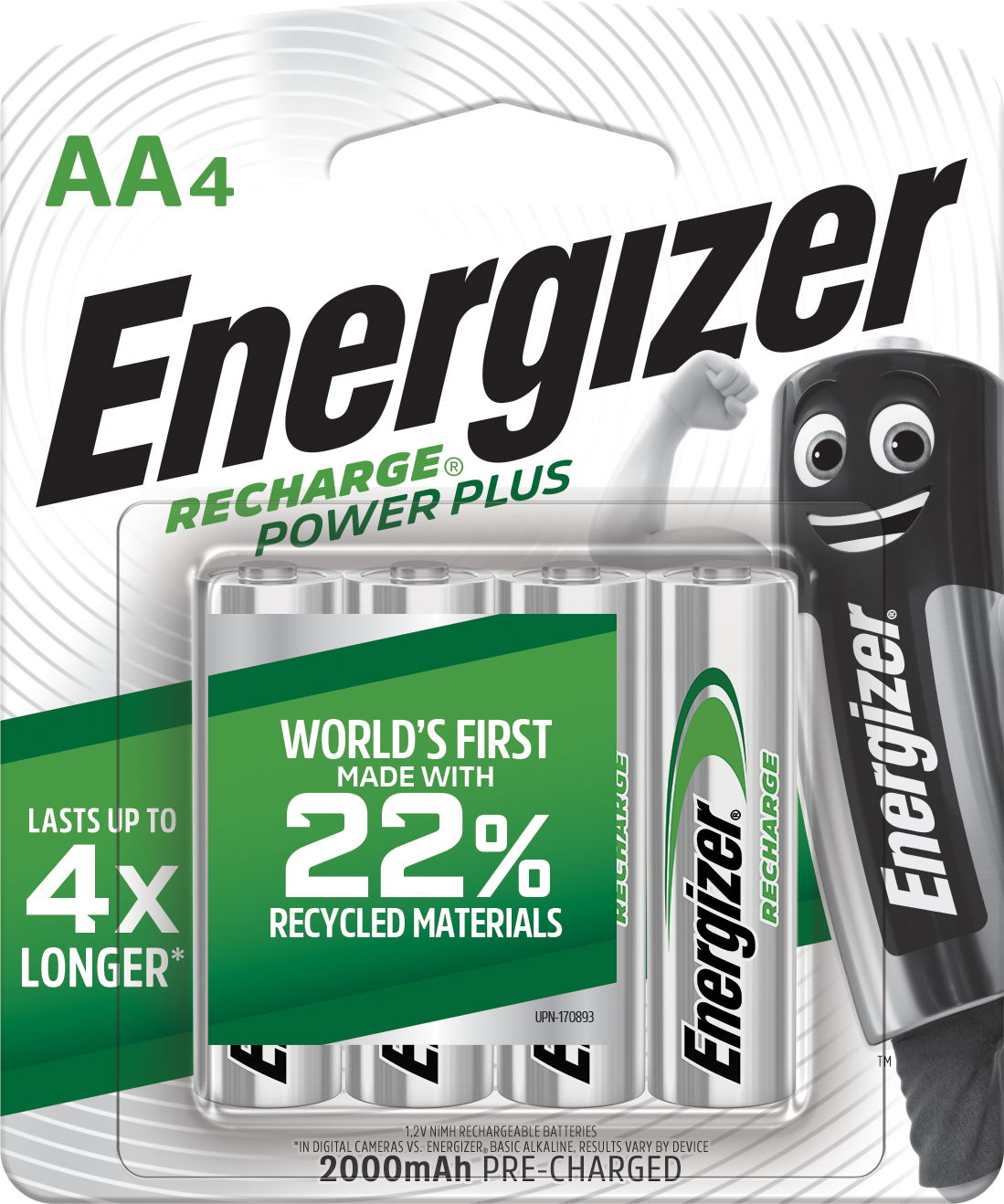 ENERGIZER RECHARGE UNIVERSAL 2000mAh AA NH15 BP4 4pcs