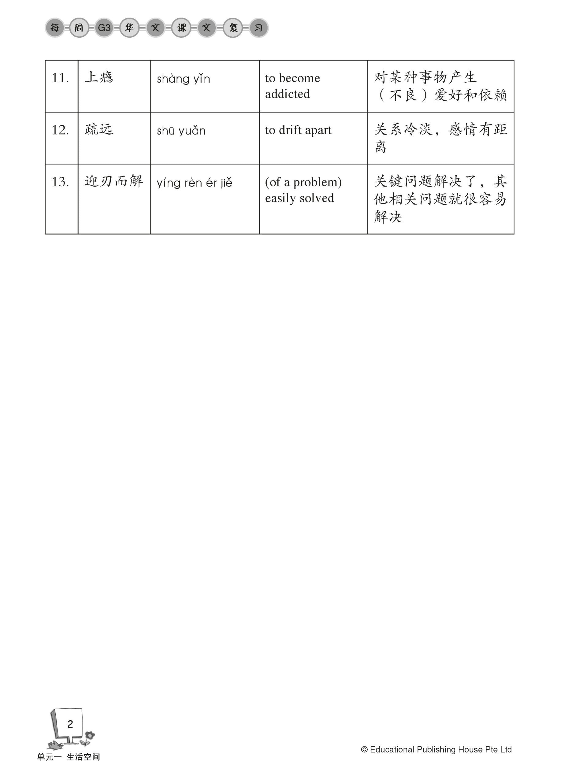Secondary 2A Express/G3 Chinese Weekly Revision 3rd Edition 中二（上册）《每周快捷华文课文复习》修订版