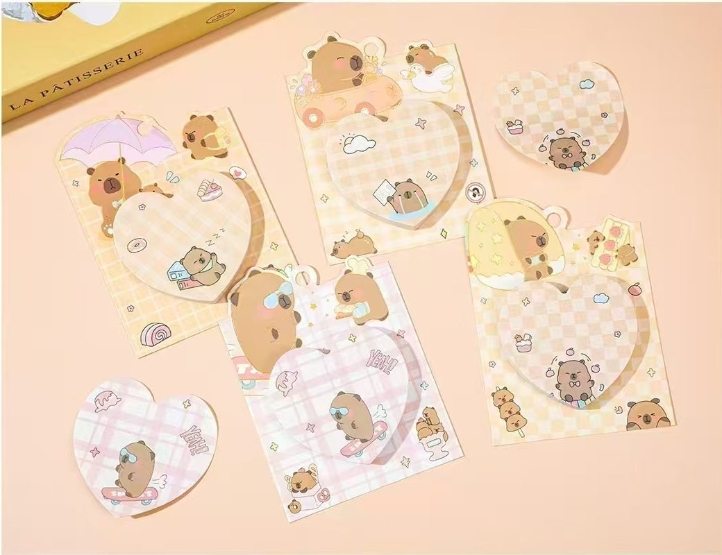  Capybara Heart Sticky Notes – 4 Assorted Design 