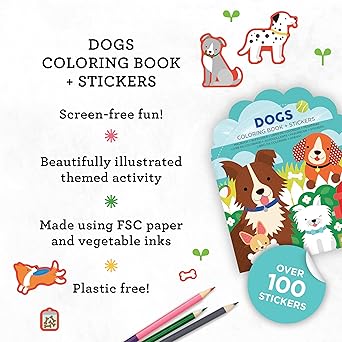 Dogs Coloring Book + Stickers