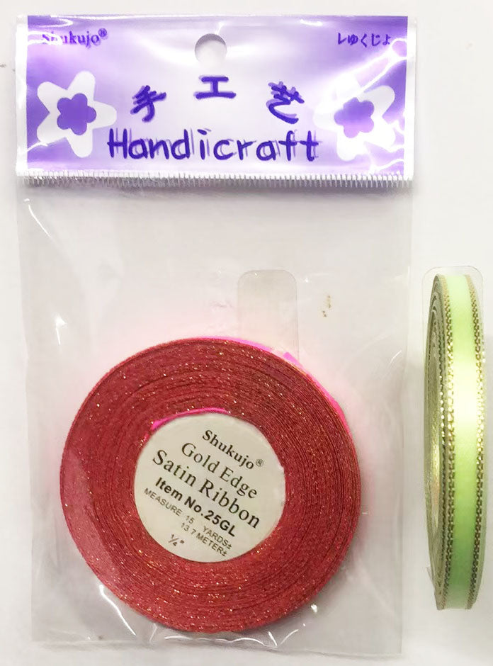 Satin Ribbon - Gold Edge 1/4"x15yds