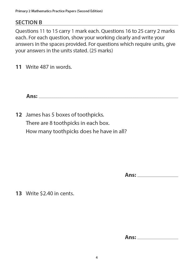 Primary 2 Mathematics Practice Papers Second Edition