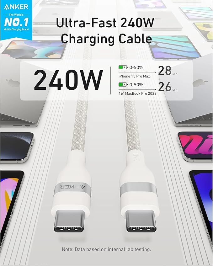 Anker USB-C to USB-C 240W (3ft)  - White