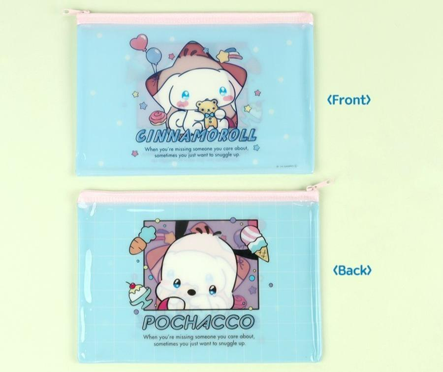 SANRIO NEW RETRO FLAT ZIPPER POUCH - CINNAMOROLL & POCHACCO