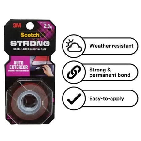 Scotch® 710-S12 Auto Exterior Double-Sided Mounting Tape, 12mm x 1.5m