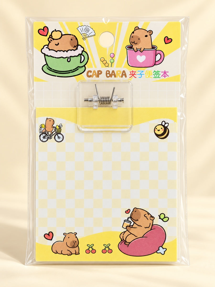  Capybara Sticky Note With Clip - 4 Assorted Design 