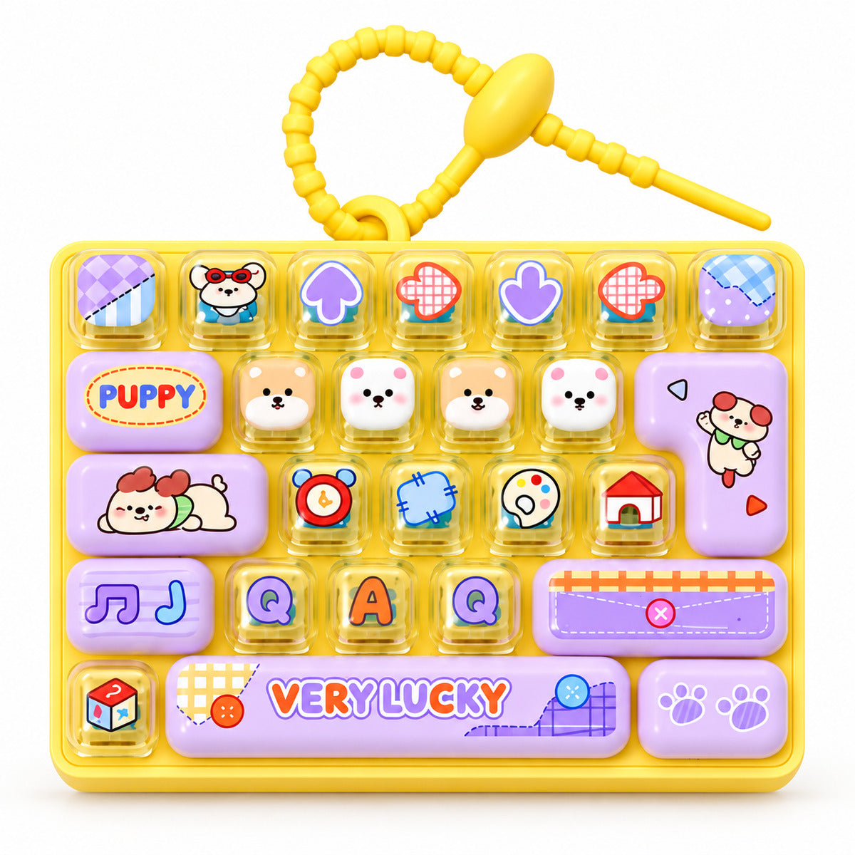  26 Key Stress Relief Fidget Keyboard Keychain - 4 Assorted Design 