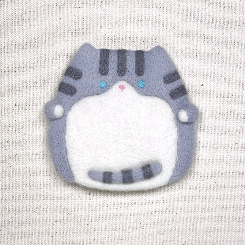 DIY Felting Coaster - Grey Cat