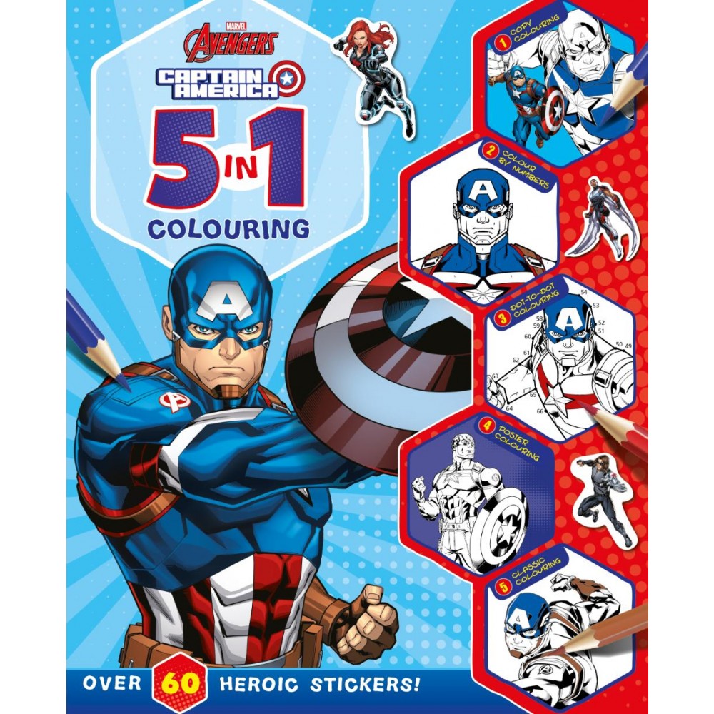 Marvel Captain America: 5-in-1 Colouring (Paperback)