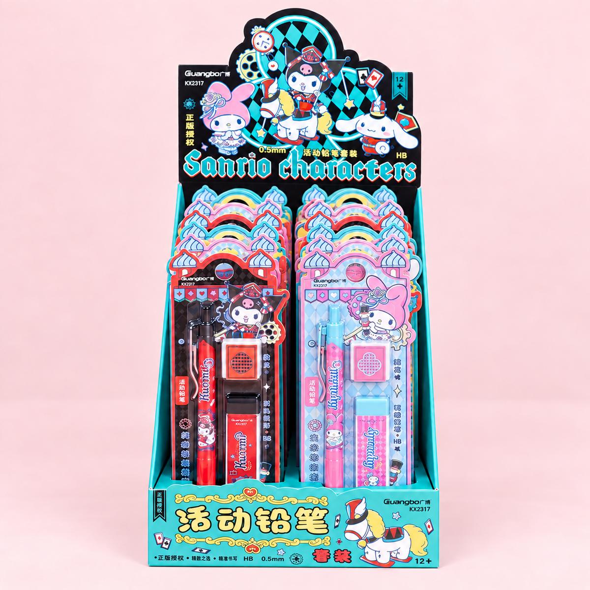  Sanrio Mechanical Pencil Set With Lead And Eraser - 3 Assorted Designs 