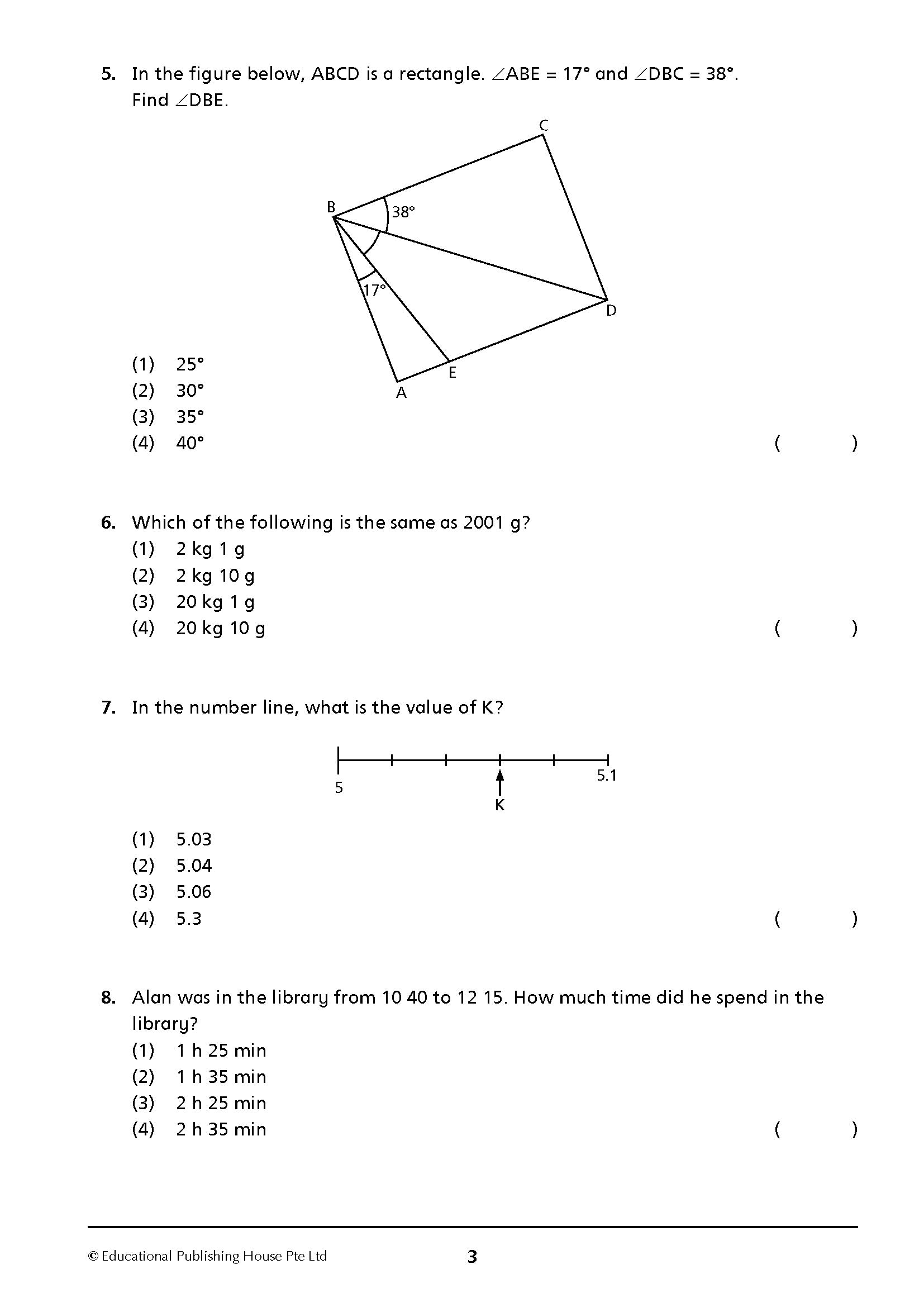 Primary 6 New Syllabus Maths Exam Papers 