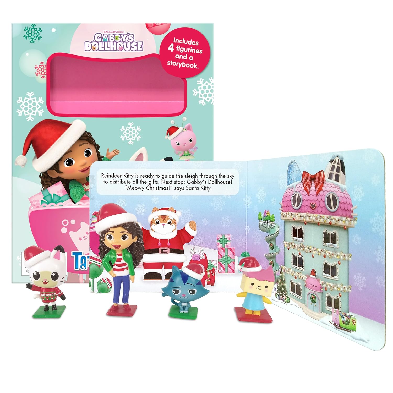 Gabby's Dollhouse Christmas Tattle Tales (12-Page Storybook, 4 Figurines) Board Book – Picture Book