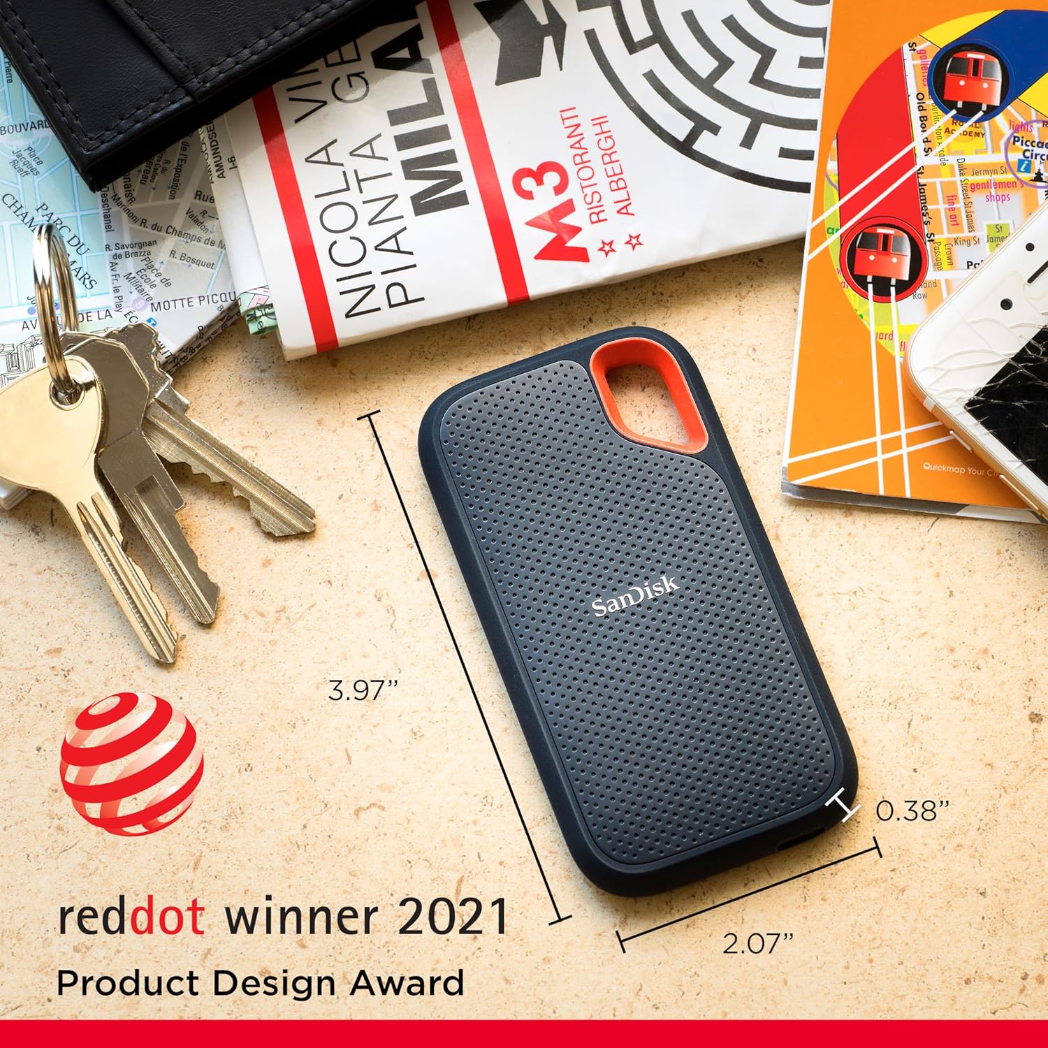 SanDisk 2TB Extreme Portable SSD - Up to 1050MB/s, USB-C, USB 3.2