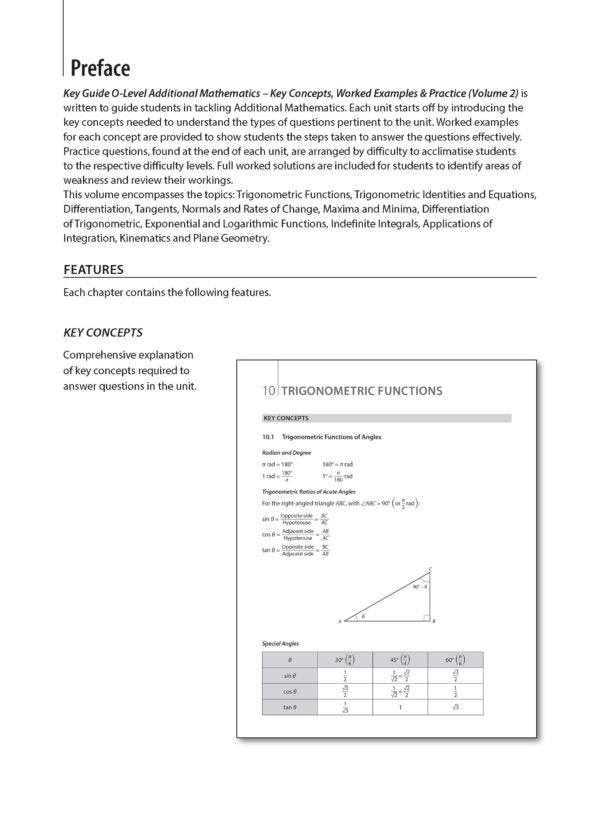 Key Guide O-Level Additional Mathematics Key Concepts, Worked Examples & Practice Volume 2