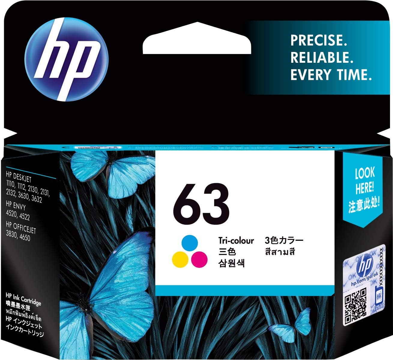 HP 63 Tri-Color Original Ink Cartridge 
