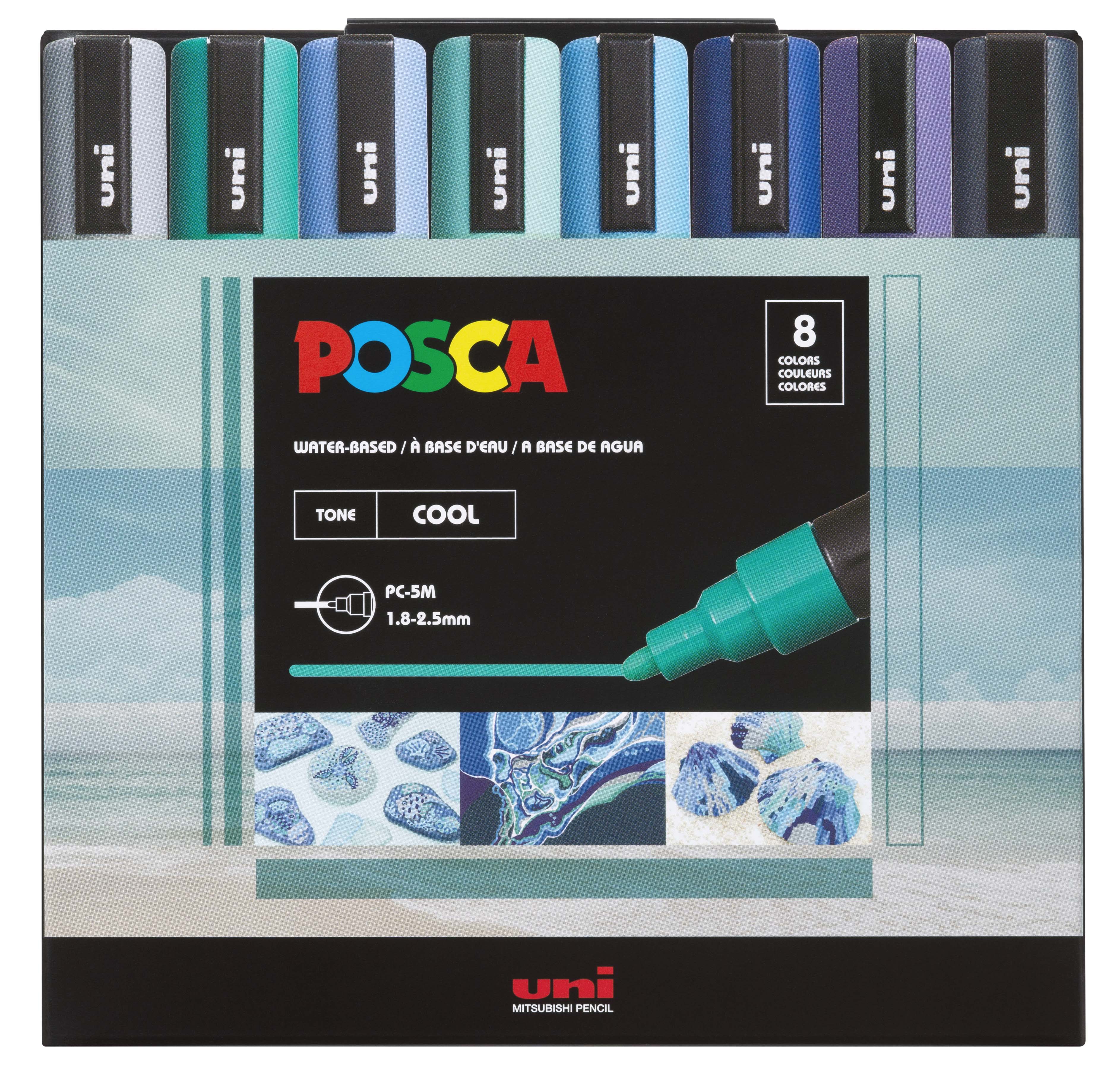 UNI POSCA MARKER PC-5M COOL COL 8C SET