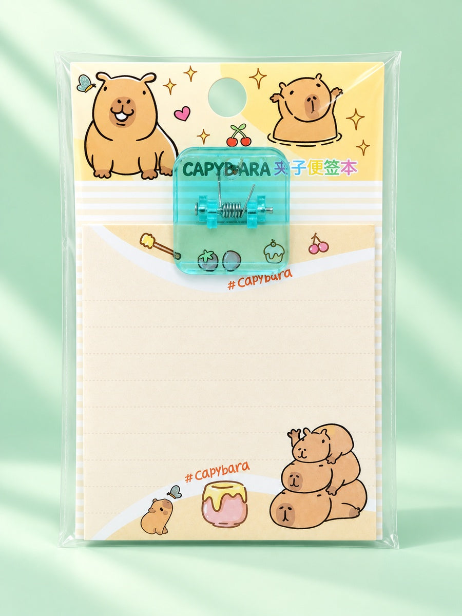  Capybara Sticky Note With Clip - 4 Assorted Design 