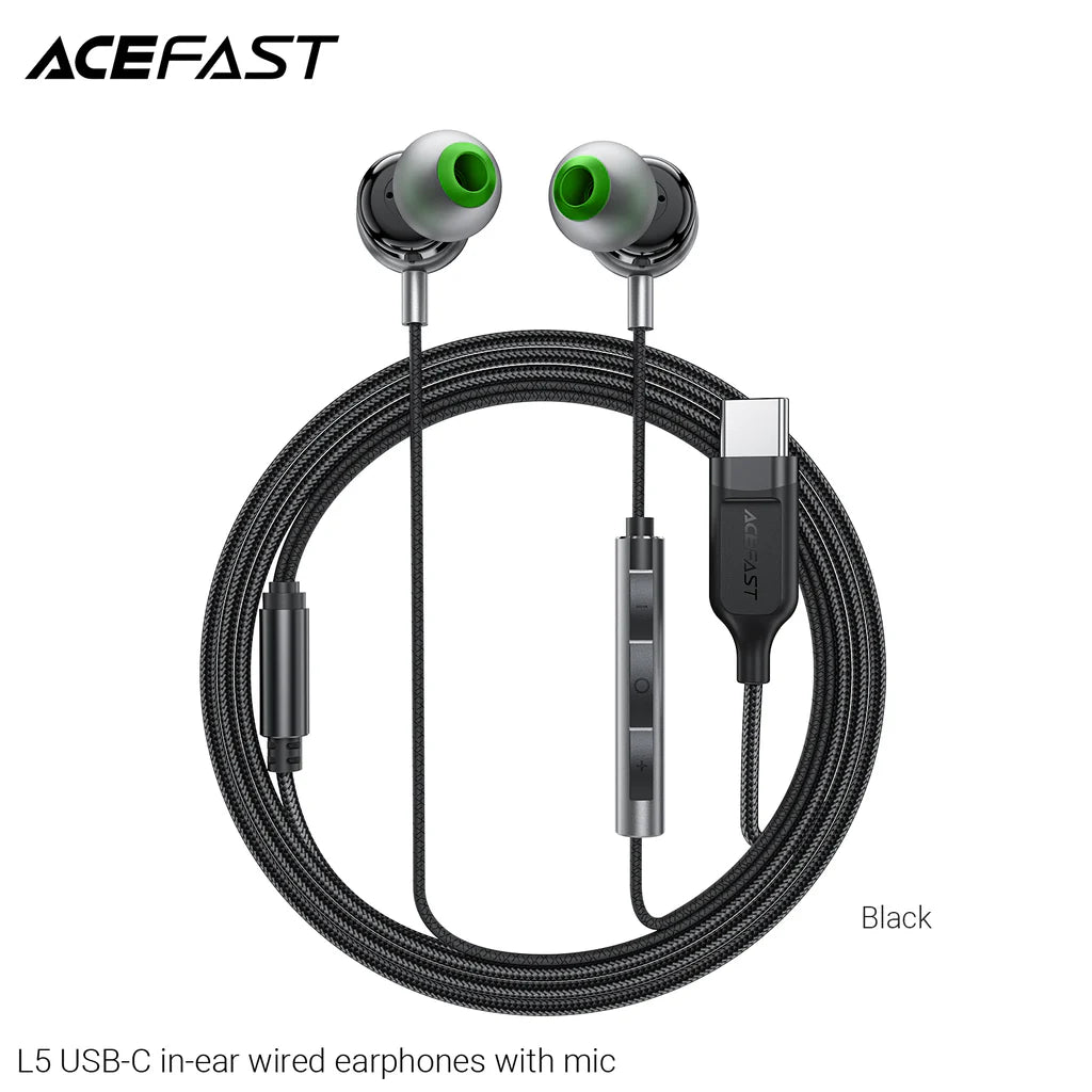 Acefast L5 USB-C In-Ear Wired Earphones With Mic – Black 
