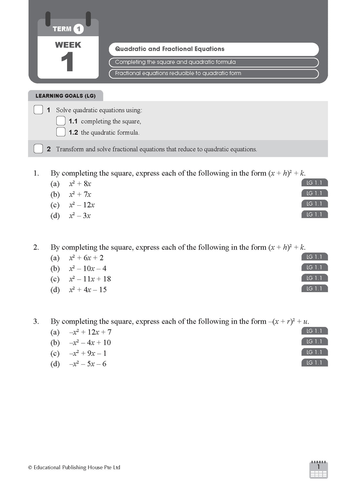S3/G3 Maths Weekly Revision 