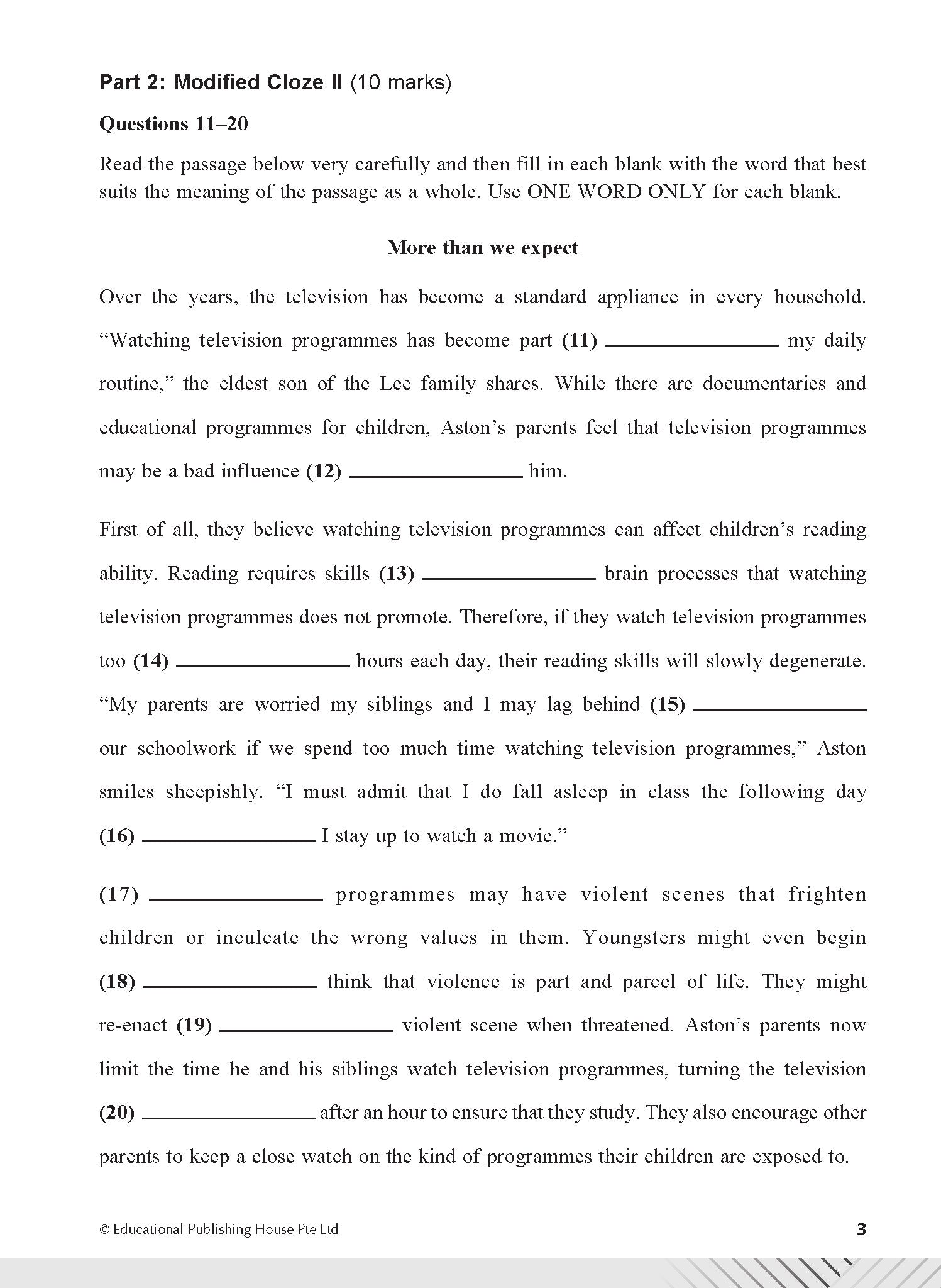 Secondary 3 Normal Technical/4 Normal Technical/G1 English Examination Practice