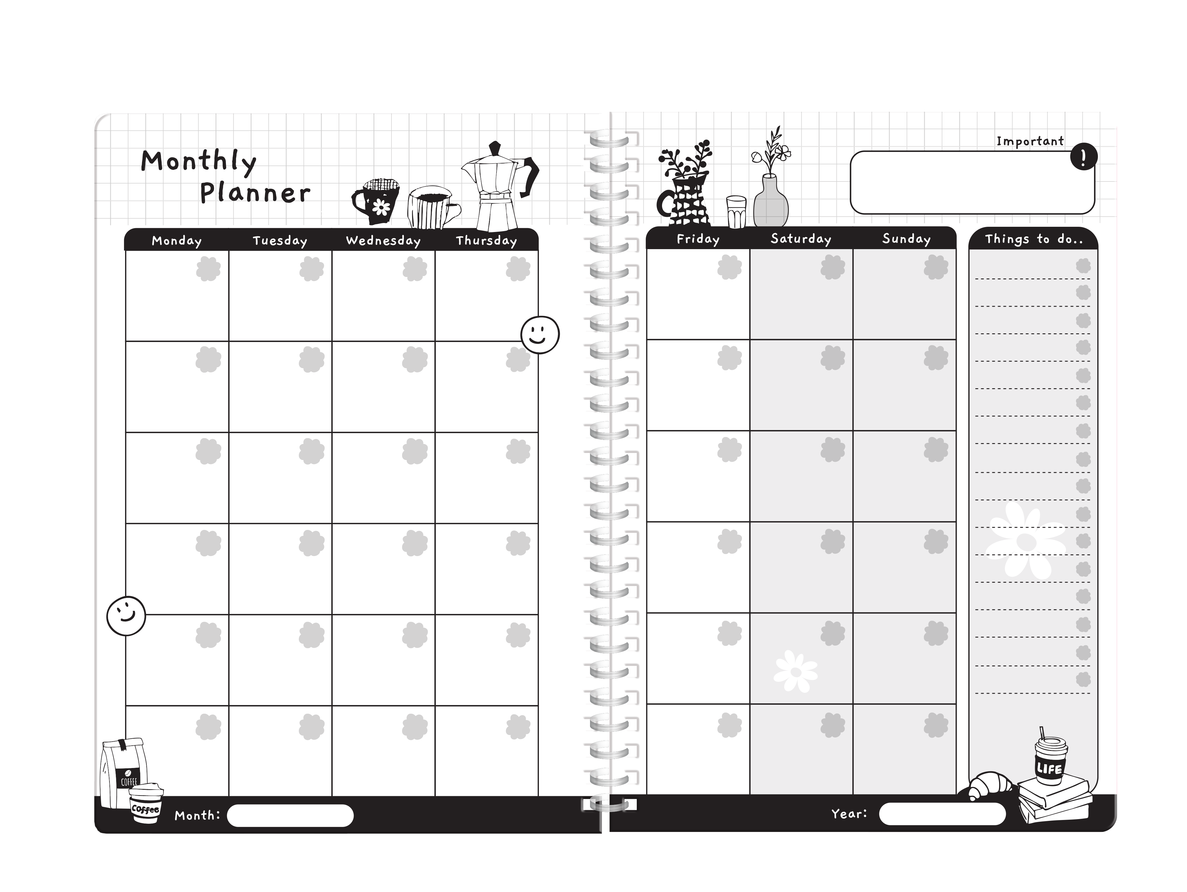 Undated Planner Notebook'25 Coffee & Chill A5