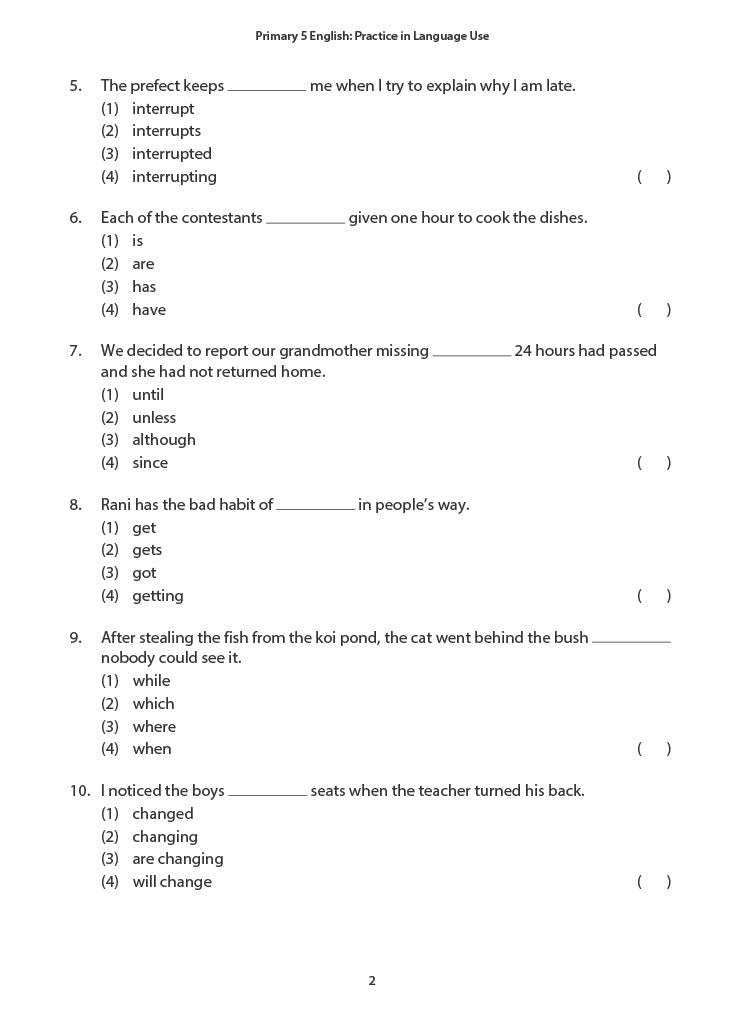 Primary 5 ENG PRACTICE IN LANGUAGE USE