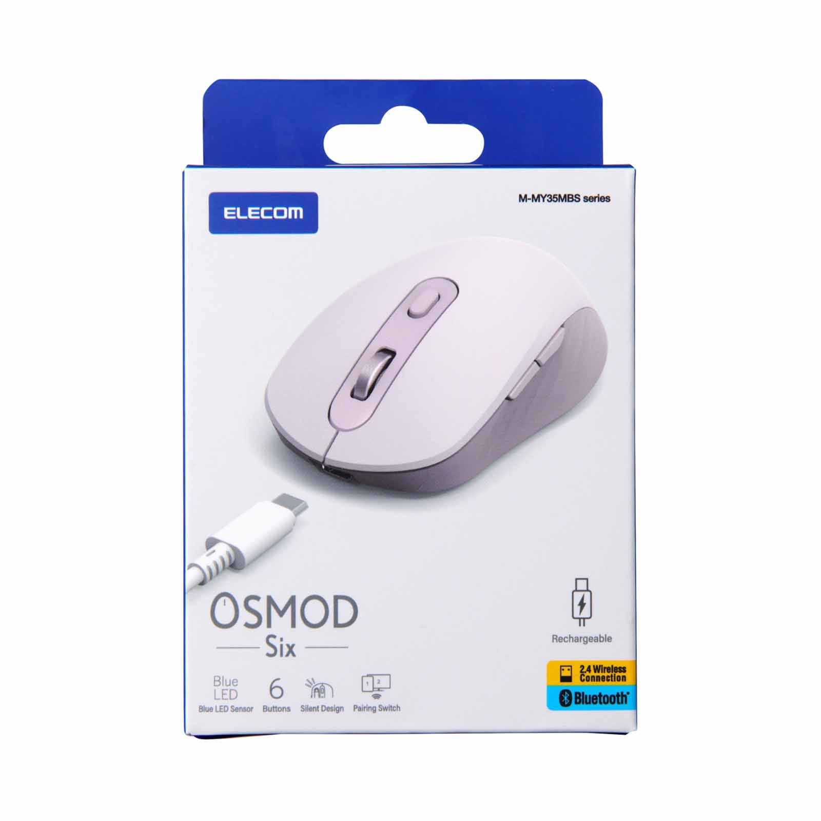 Elecom M-MY35MBSPN-G 6-Button Silent Mouse – Dual-Mode BT/Wireless, Rechargeable - Pink