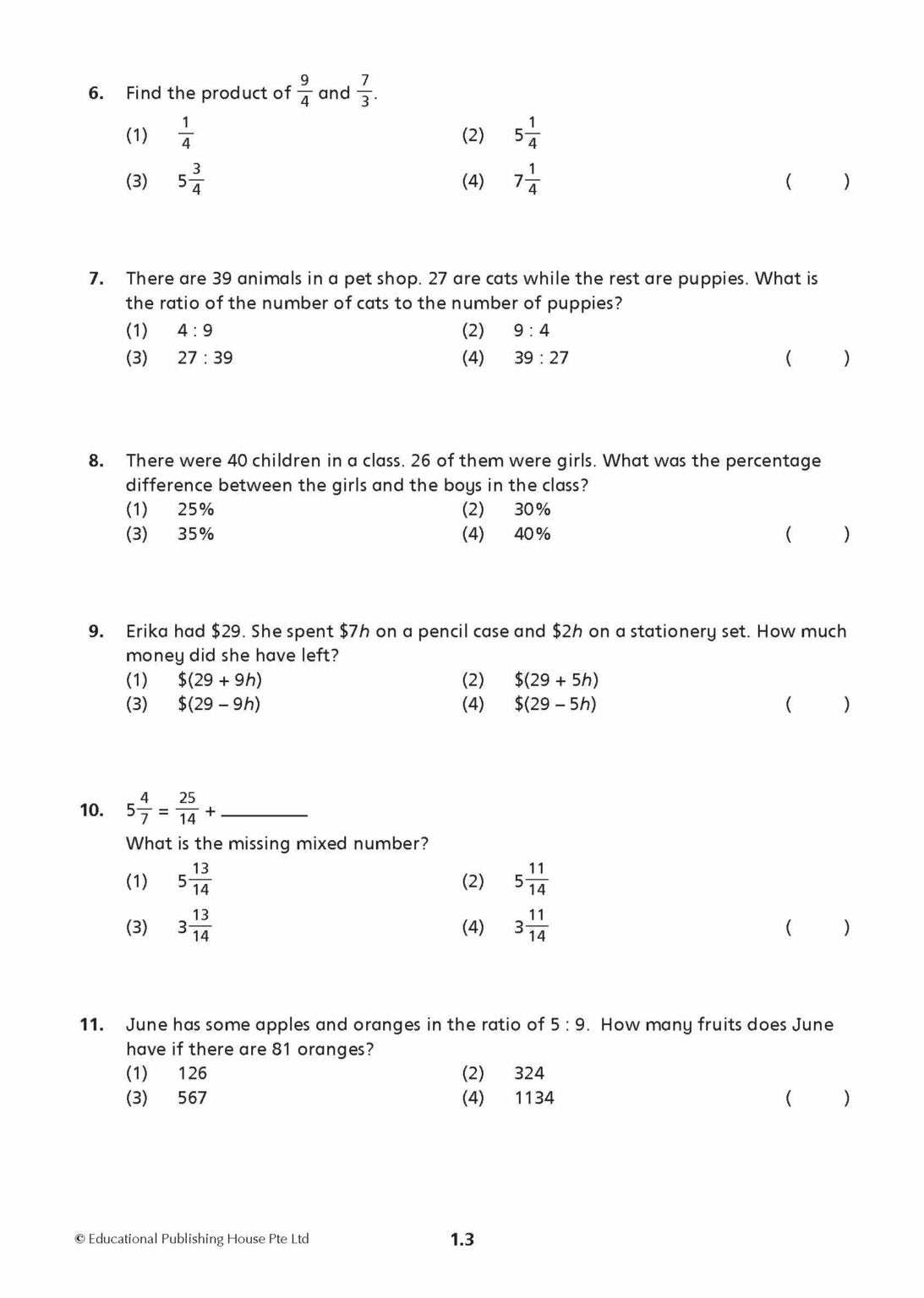 Primary 6 Maths Mid-Year Review Papers