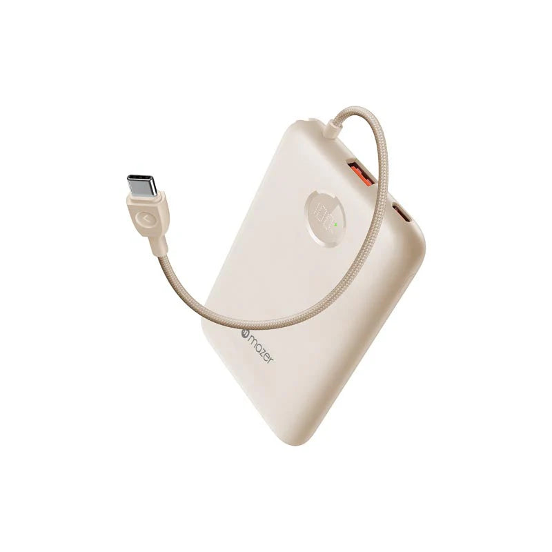 Mazer M-PC20LINK10V2-CM PowerCharge Link PD20W 10K Built-in C Cable Power Bank (Cream)