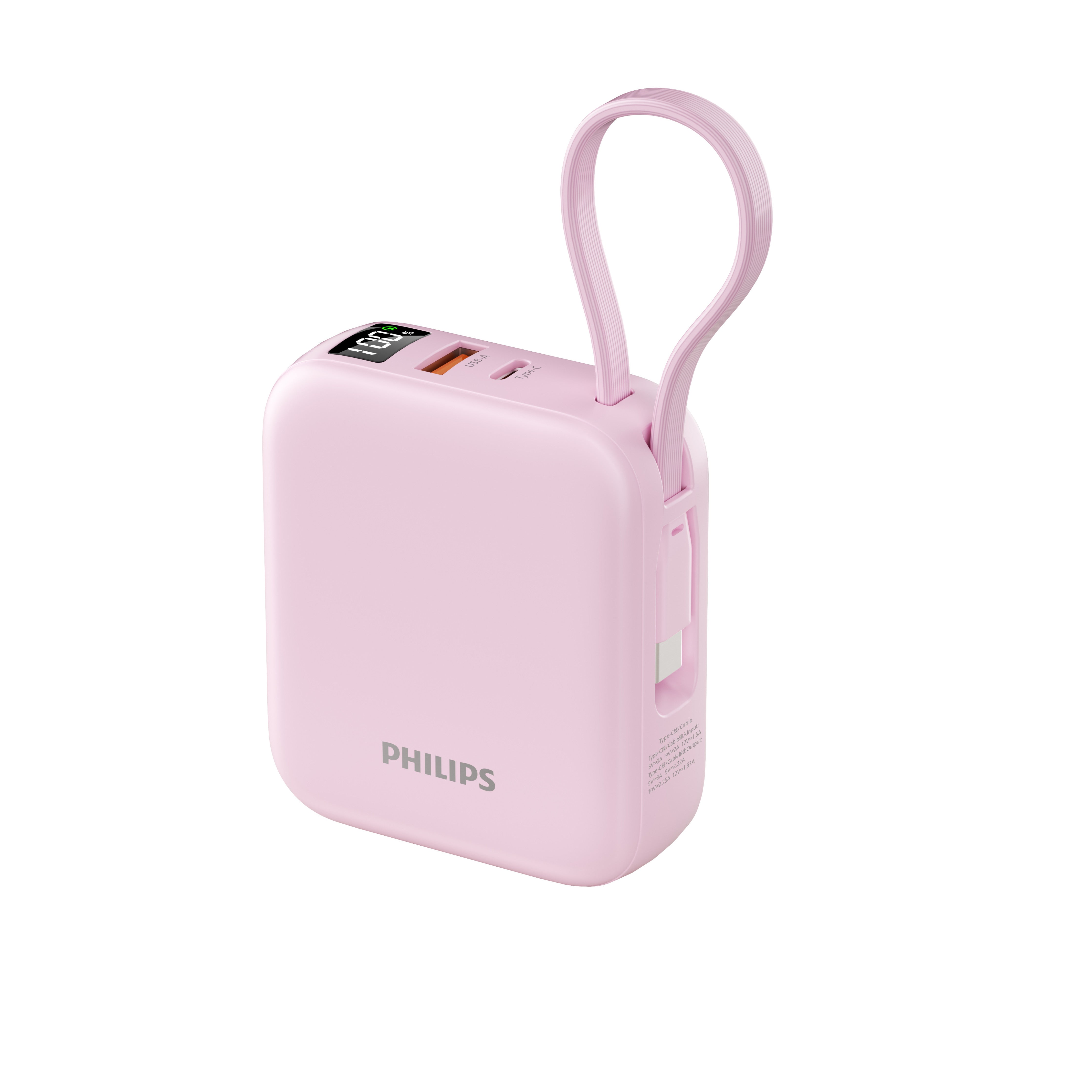 Philips DLP9205P/97 10000mAh CCC Qi2 + USB-C 22.5W Cable - Pink