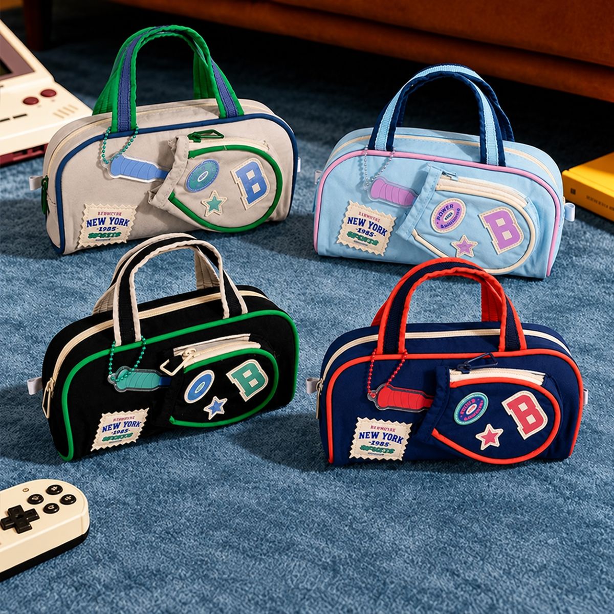  Racket Design Pencil Bag - 4 Assorted Colour 