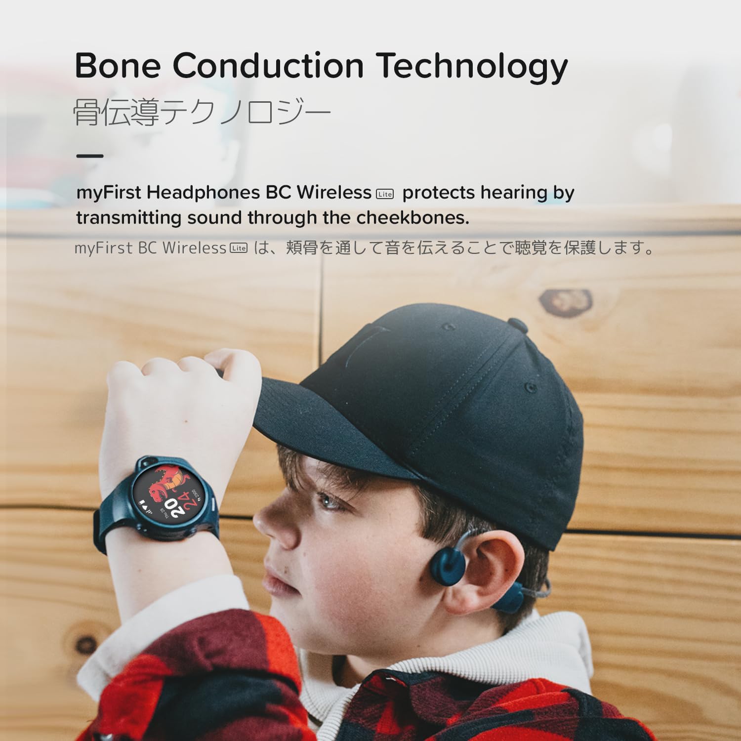 myFirst Bone Conduction Headphones (Lite Version) Wireless Headphone for Kids Suitable with Built-in Microphone for Online Class, Music Player, Audiobook Girls Boys Age 4-15 (Blue)