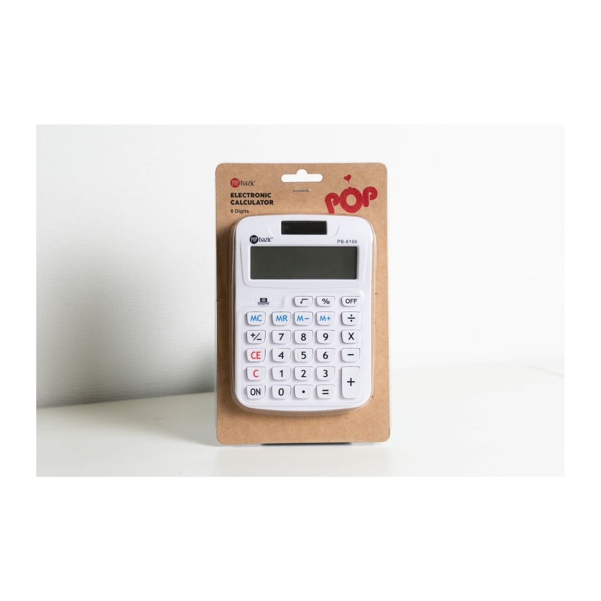 Pop Bazic 8-Digit Desktop Calculator Pb8166 White