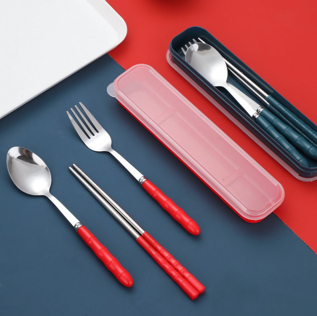 3IN1 CUTLERY SET GREEN HY0043