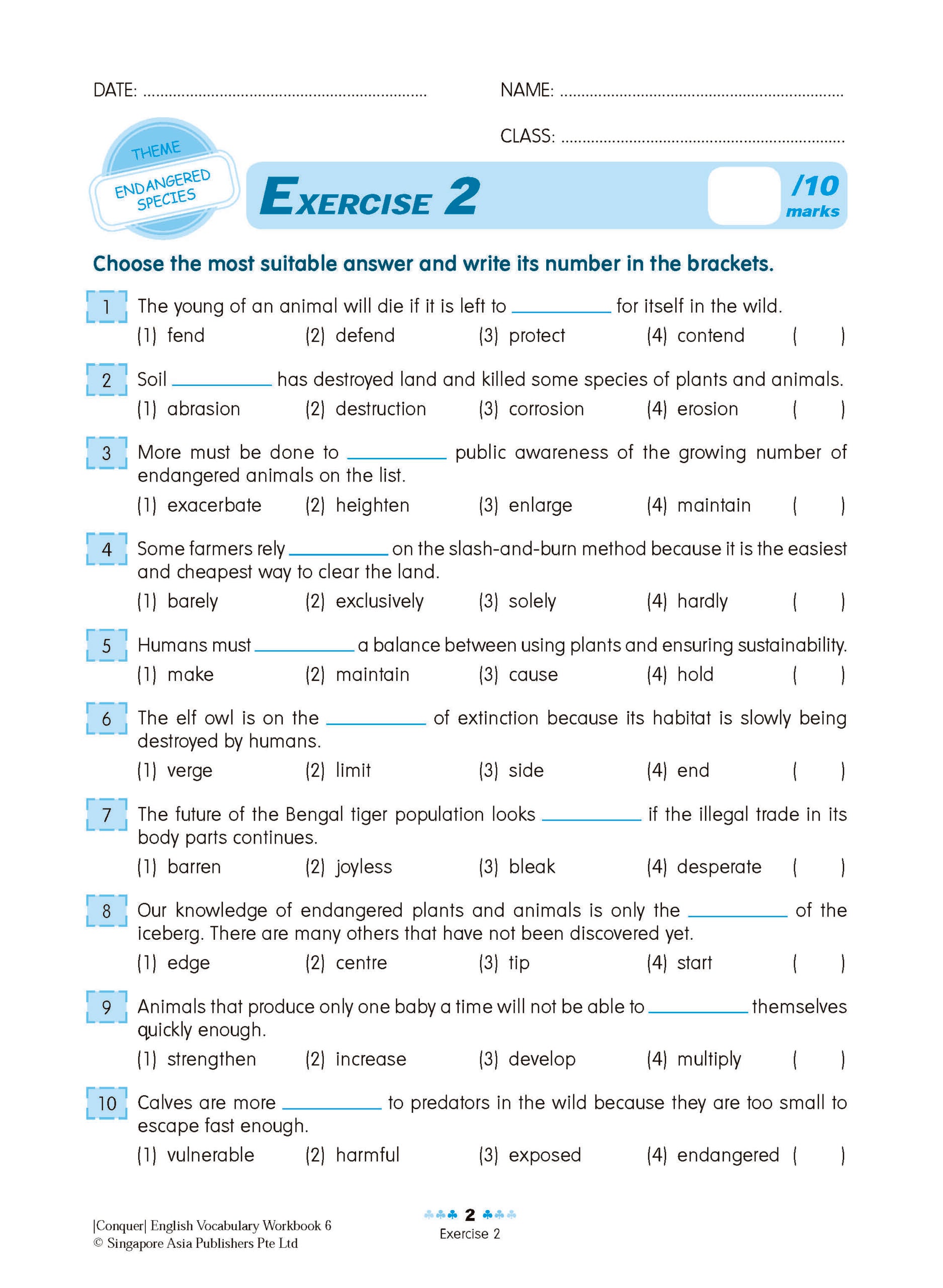 Conquer English Vocabulary For Primary Levels Workbook 6