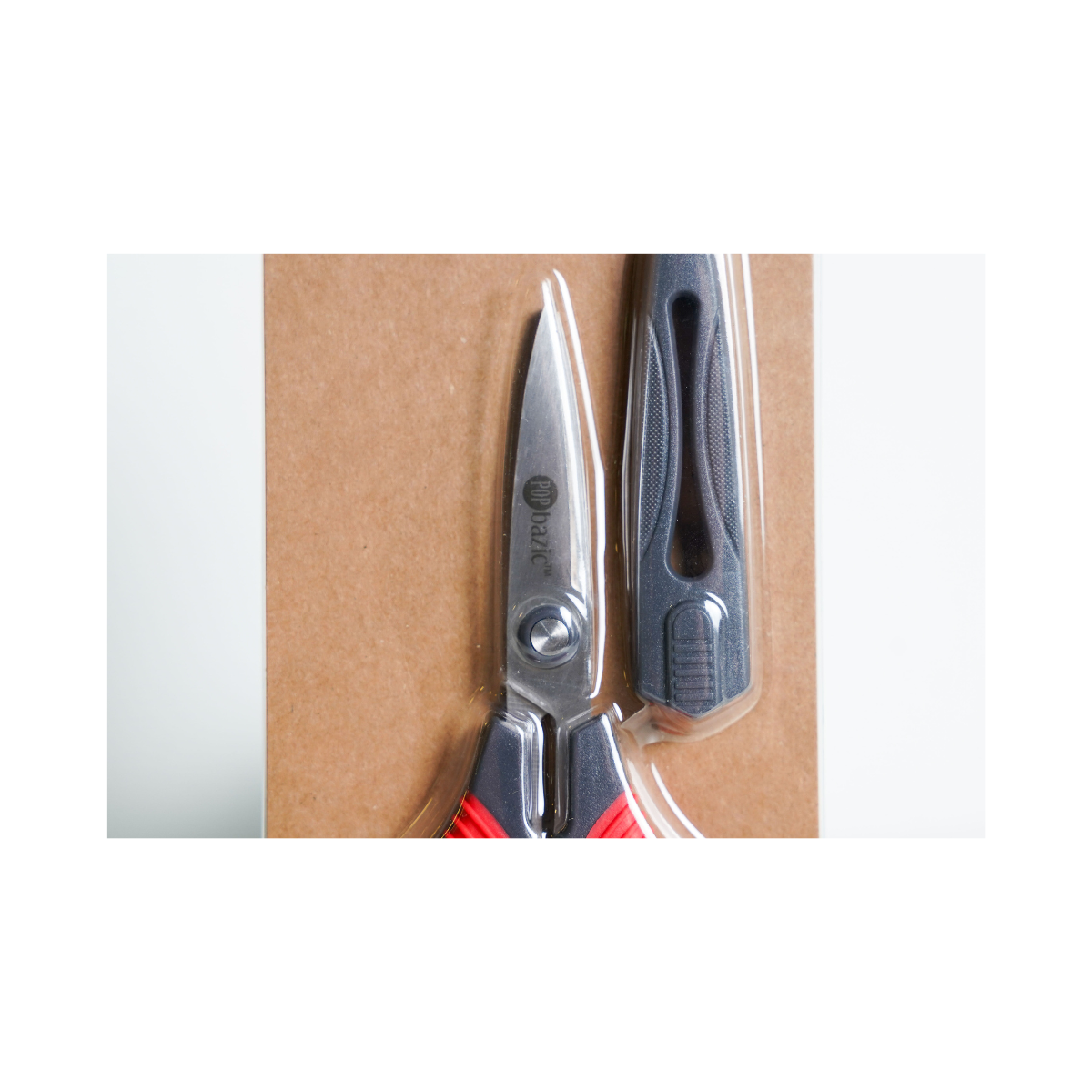 Pop Bazic 14.5cm Scissors with Safety Cap - Red